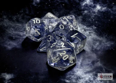 Chessex 27408 Nebula Black/white Polyhedral 7-Dice Set