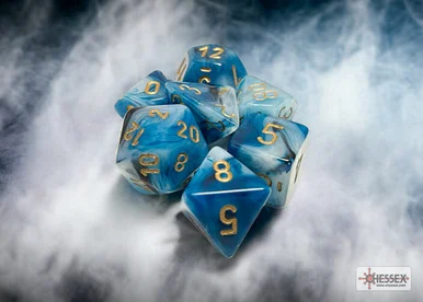 Chessex 27489 Phantom Teal/gold Polyhedral 7-Dice Set
