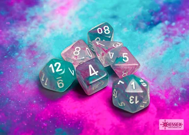 Chessex 27545 Nebula Wisteria/white Luminary Polyhedral 7-Dice Set