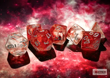 Chessex 27554 Nebula Red/silver Luminary Polyhedral 7-Dice Set