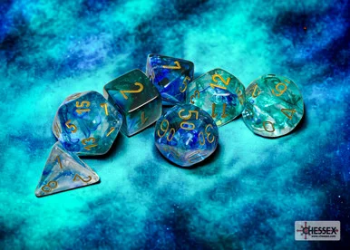 Chessex 27556 Nebula Oceanic/gold Luminary Polyhedral 7-Dice Set