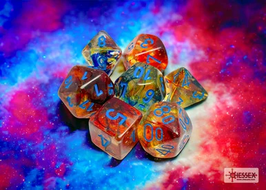 Chessex 27559 Nebula Primary/blue Luminary Polyhedral 7-Dice Set