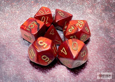 Chessex 27414 Scarab Scarlet/gold Polyhedral 7-Dice Set