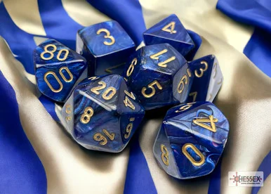 Chessex 27427 Scarab Royal Blue/gold Polyhedral 7-Dice Set