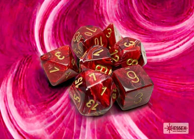 Chessex 27434 Vortex Burgundy/gold Polyhedral 7-Dice Set