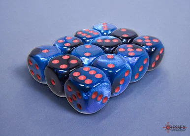 Chessex 26658 Gemini Black-Starlight/red 16mm d6 Dice Block (12 dice)