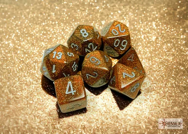 Chessex 27503 Glitter Gold/silver Polyhedral 7-Dice Set