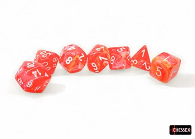 Chessex 27553 Festive Dahlia/White Luminary Polyhedral 7 Dice Set