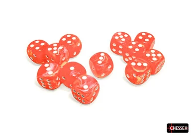 Chessex 27753 Festive Dahlia/White 16mm D6 Dice Block (12)