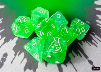Chessex 30074 Nebula Gelatinous/white Polyhedral 7-Dice Set (w/ bonus D6)