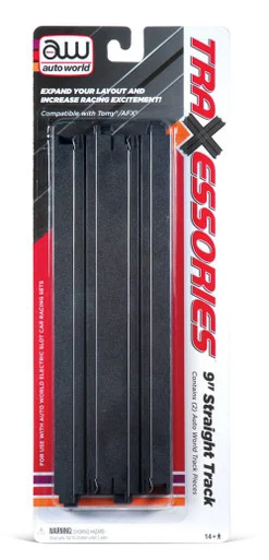 Auto World 00172 9" Traxessories Straight Track, 2 Pack