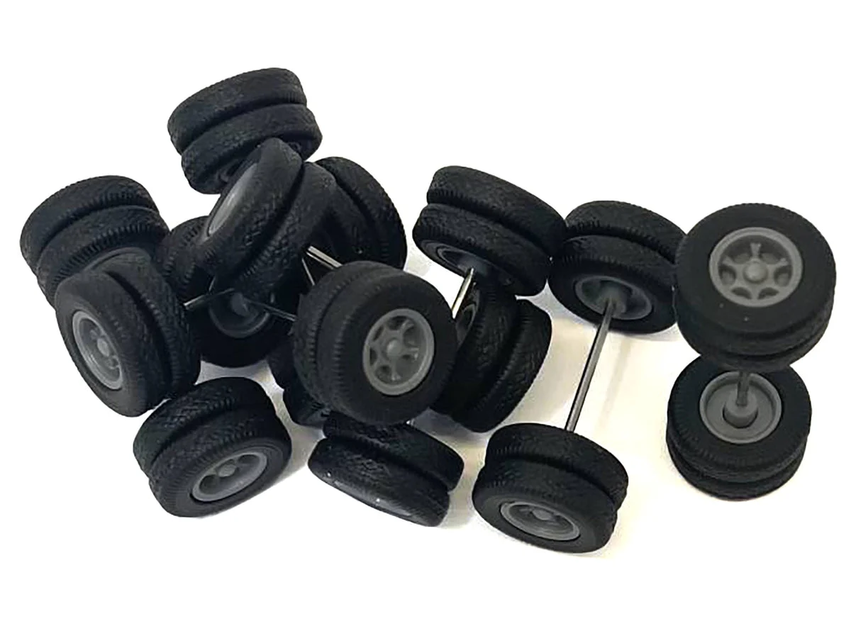 6-Spoke Rear Wheelset Set of 8 pieces 1/87 (HO) Plastic Model by Promotex
