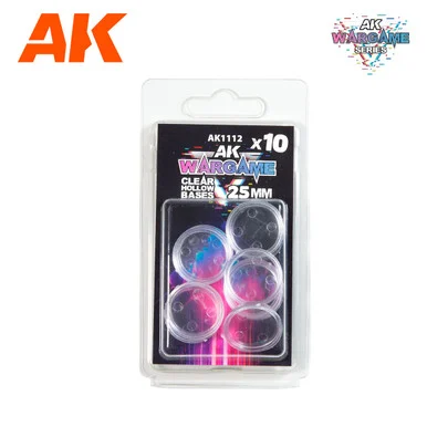 AK1112 - Plastic Wargame Bases. Clear Hollow Base 25mm (10)