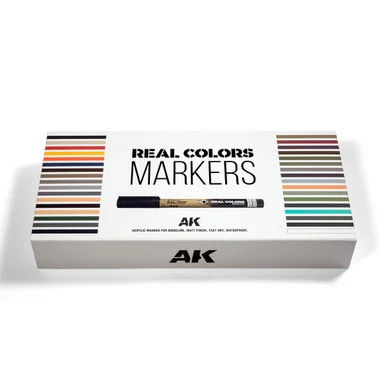 AK Interactive RCM150 Real Colors Markers Box Set, 34 Colors