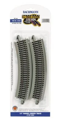 Bachmann 44505 HO Nickle Silver 15 degree Radius Curve EZ Track Section, 4 Pack