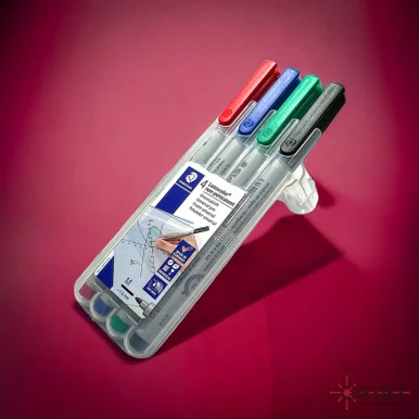 03154 - Staedtler Water Soluble 4-Pack Markers Medium-Tip (1 each Red, Blue, Green, and Black)