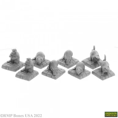 Reaper Miniatures 07036 Dire Rats (8) 25mm Figures - Reaper Bones