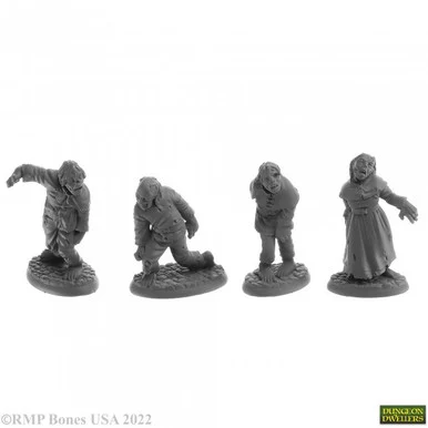 Reaper Miniatures 07055 Zombies (4) 25mm Figures - Reaper Bones