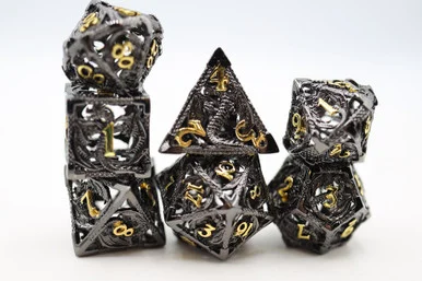 Foam Brain Games 4322 Bound Dragon: Night - Hollow Metal RPG Dice Set