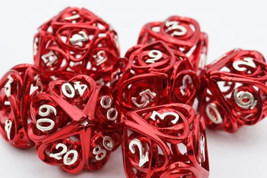 Foam Brain Games 4416 Hollow Hearts: Red - Metal RPG Dice Set