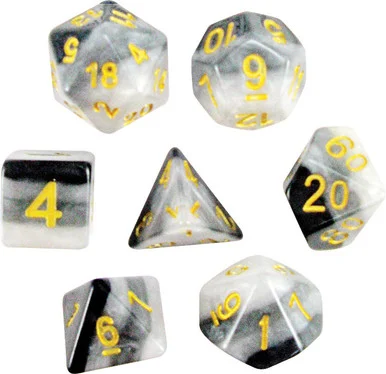 Transparent: Layered Poly Dusk Assortment (7 Dice) - Koplow Dice - KOP