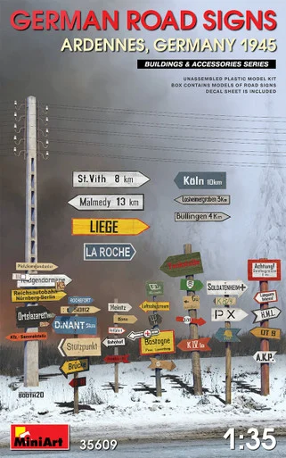 1/35 German Road Signs WW2 (Ardennes, Germany 1945) - MiniArt - MIA
