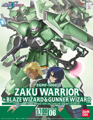 Bandai 5066153 #06 ZGMF-1000 Zaku Warrior + Blaze Wizard & Gunner Wizard HG 1/100 Scale Model Kit