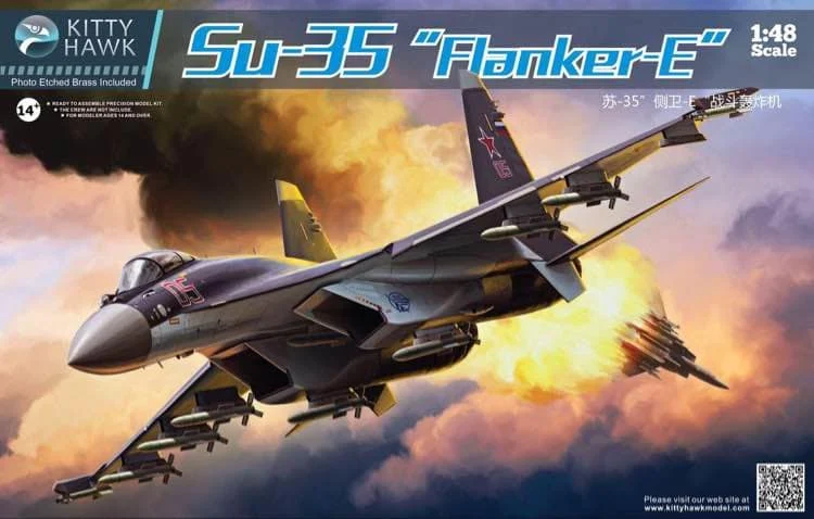 Sukhoi Su-35 Flanker E, 1:48 Scale Model Kit By Kitty Hawk