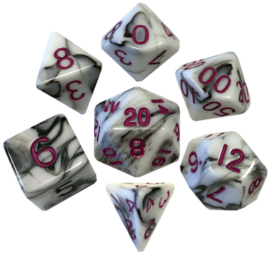 Metallic Dice Games 1037 7-Set Acrylic Black/White Purple Dice Set