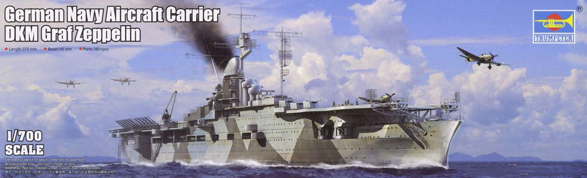Graf Zeppelin German Aircraft Carrier, 1:700 Scale Model Kit - Trumpeter