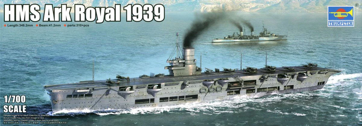 HMS Ark Royal Aircraft Carrier 1939, 1:700 Scale Model Kit - Trumpeter