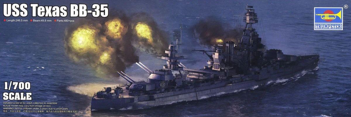 USS Texas Battleship BB-35, 1:700 Scale Model Kit