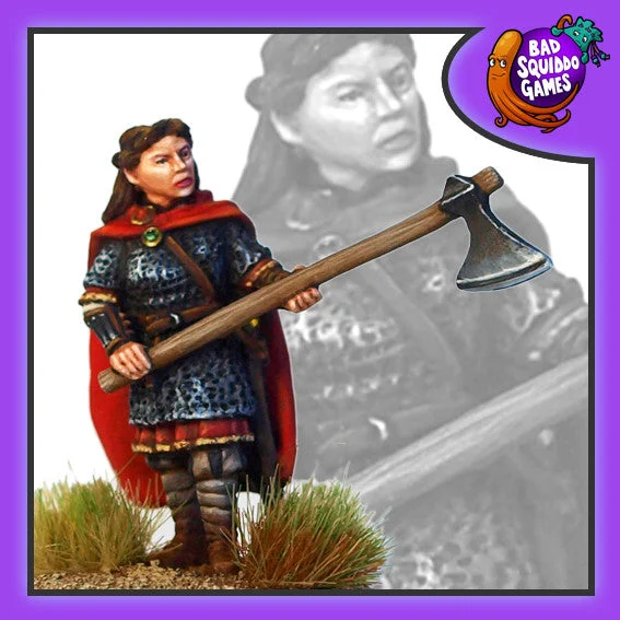 Brynhildr, Shieldmaiden Champion, 28 mm Scale Model Metal Figure - Bad Squiddo Games