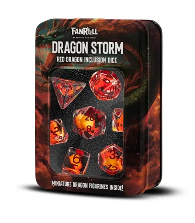 Metallic Dice Games 10934 Dragon Storm Inclusion Resin Dice Set: Red Dragon