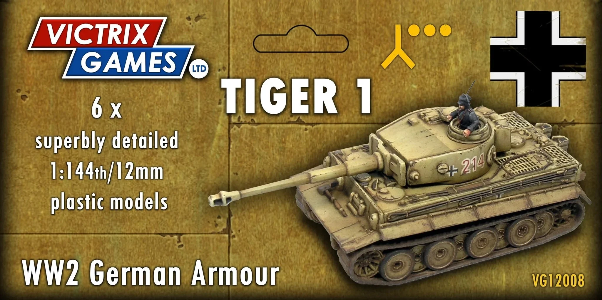 Tiger I Heavy Tank, 1:144 (12 mm) Scale Model Plastic Kit (Set of 6) - Victrix