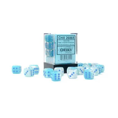 26865 - Gemini® 12mm D6 - Pearl Turquoise - White / Blue Luminary