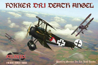 1/48 Fokker DR1 Death Angel Plastic Model, w/ Trading Card - Atlantis Models - ATL
