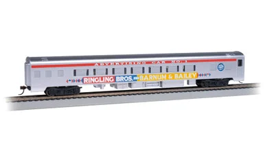 Bachmann 14215 HO 85' Ringling Brothers Smooth-Side Coach w/ Lighted Interior Advertising Car No. 1