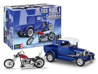 Revell 14565 1929 Ford Model A Hot Rod Pickup Truck w/California Street Chopper 1/25 Scale Model Kit - Revell Monogram