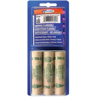 Estes 1605 B6-2 Model Rocket Engines (3 pcs)