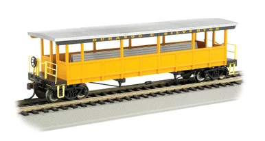 Bachmann 17432 HO Open Sided Excursion Car - Durango & Silverton Yellow
