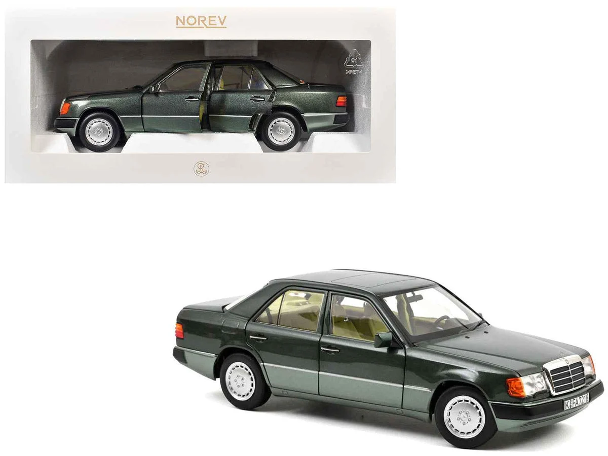 1990 Mercedes-Benz 230 E Night Green Metallic with Green Interior 1/18 Diecast Model Car by Norev