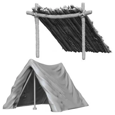 Wizkids 73858 WizKids Deep Cuts Unpainted Miniatures: Tent & Lean-To