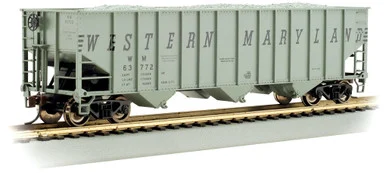 Bachmann 18737 HO Bethlehem Steel 100 Ton 3 Bay Hopper - Western Maryland #63834