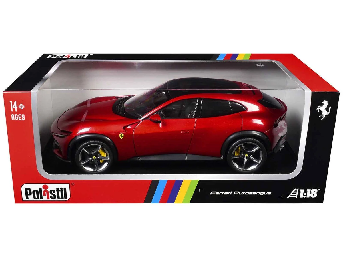 2022 Ferrari Purosangue Rosso Magma Red Metallic with Black Top 1/18 Diecast Model Car by Polistil
