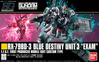 Bandai 5060959 #209 RX-79BD-3 Blue Destiny Unit 3 "Exam" E.F.S.F. First Produced Mobile Suit Custom Type HGUC 1/144 Scale Model Kit