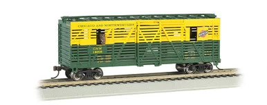 Bachmann 19703 HO 40' Animated Stock Car - C & NW with Horses
