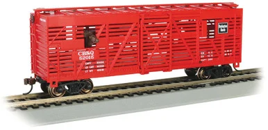 Bachmann 19710 HO 40' Animated Stock Car - CB&Q #52025 with Cattle