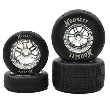 1RC5522 FR/RR Tires & Wheels, Silver Chrome, 1/18 Sprint (4) - 1RC Racing