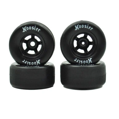 1RC Racing 1RC5560 FR/RR Tires & Black Wheels, 1/18 Asphalt LM (4)